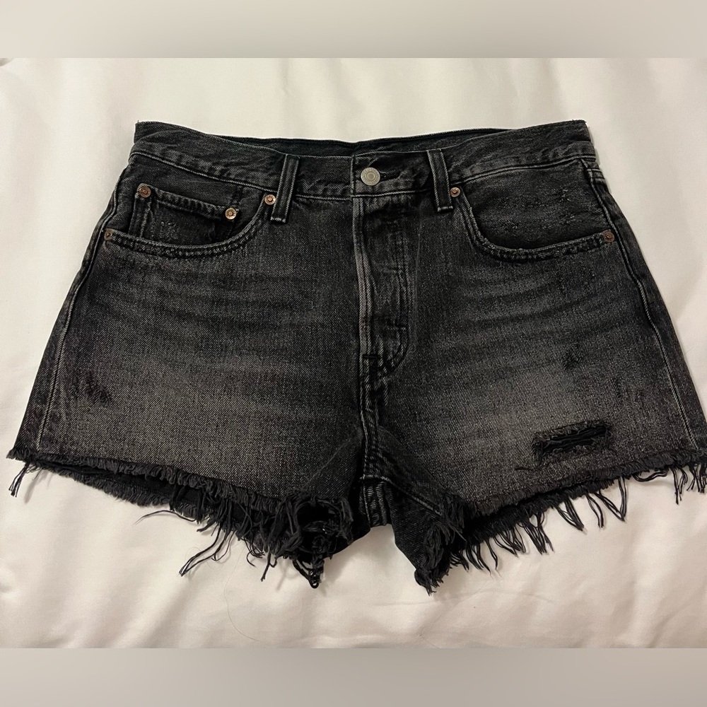 Levi's Black Distressed Cutoff Denim Shorts NWOT